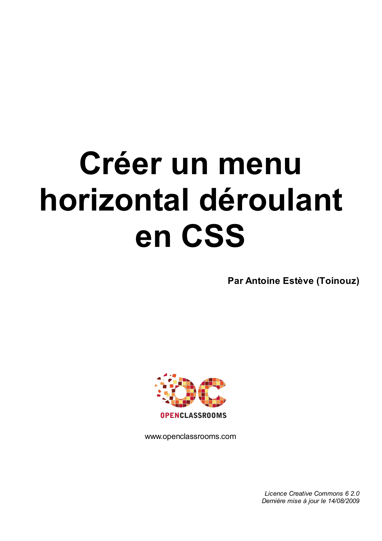 Créer un menu horizontal déroulant en CSS